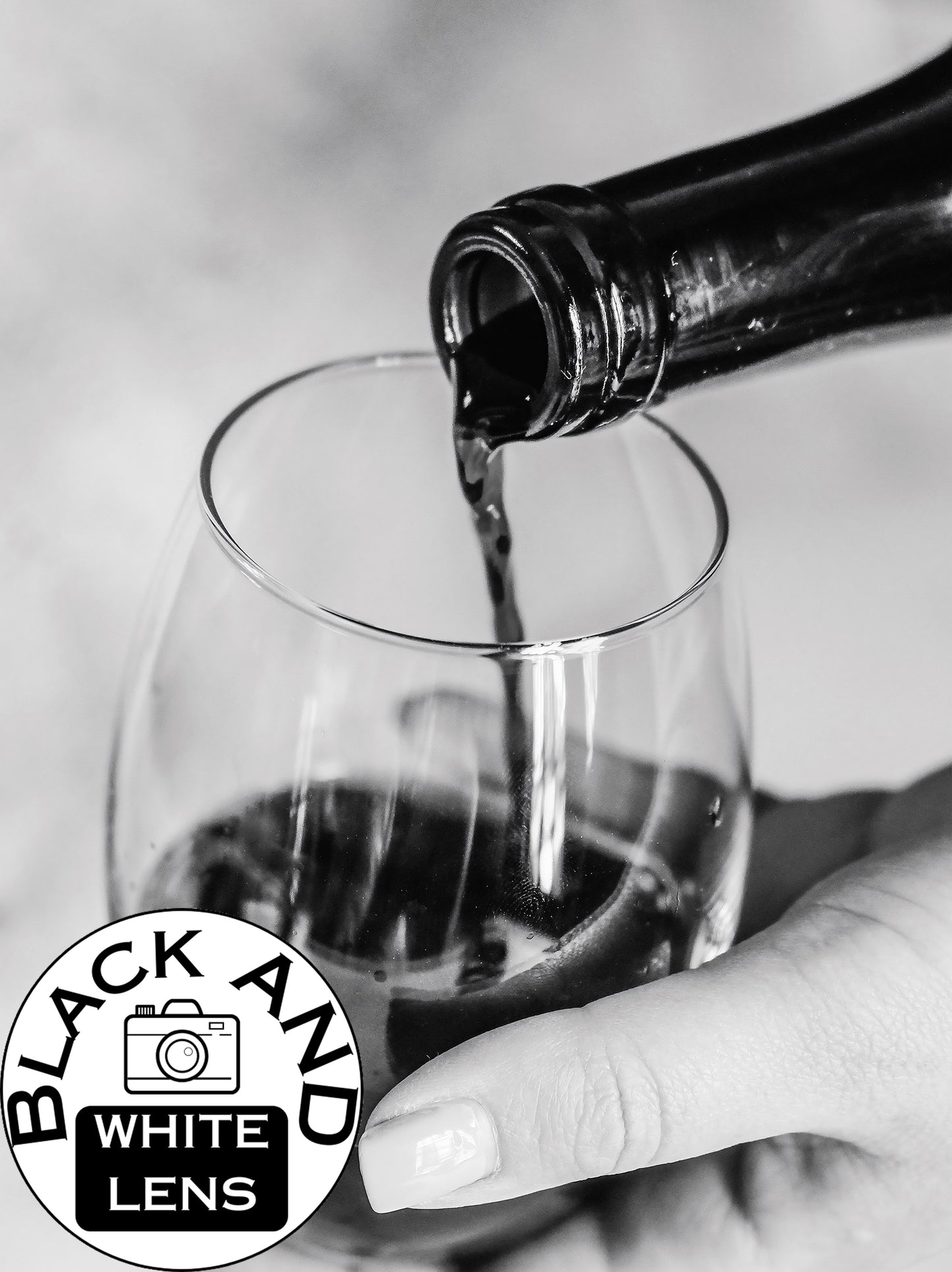 Monochrome Wine Glass Pour