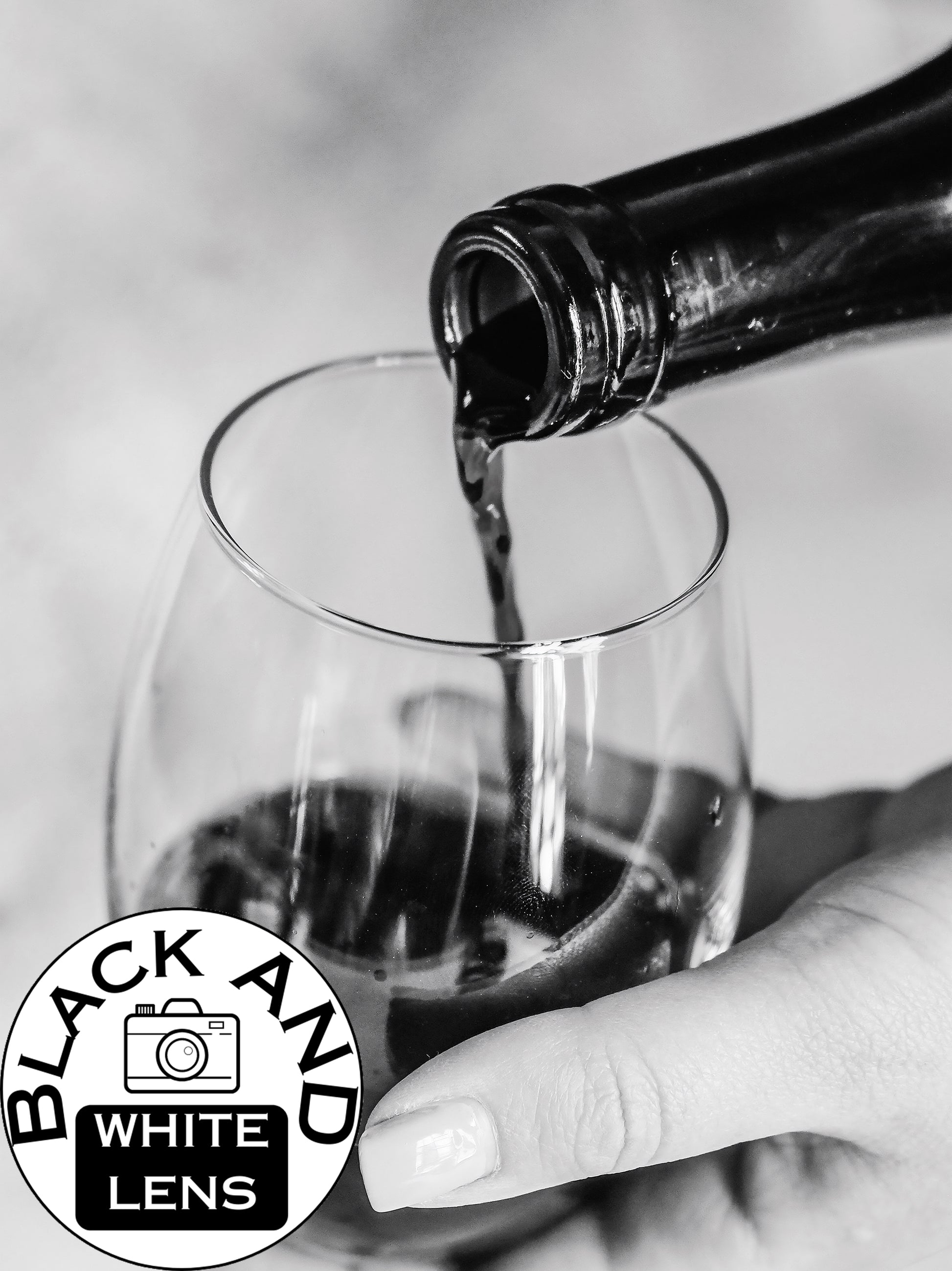 Monochrome Wine Glass Pour