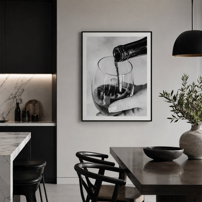 Monochrome Wine Glass Pour in a contemporary style kitchen and dining room